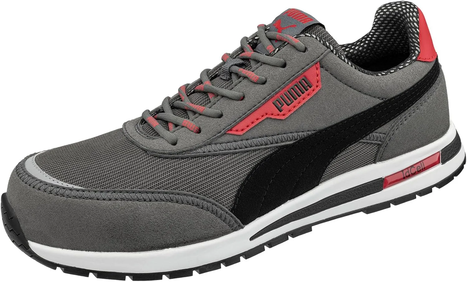 PUMA Safety Rider Low S1PS ESD FO HRO Легкие ботинки с ремешком унисекс с нескользящим металлическим защитным колпачком из стекловолокна, серый