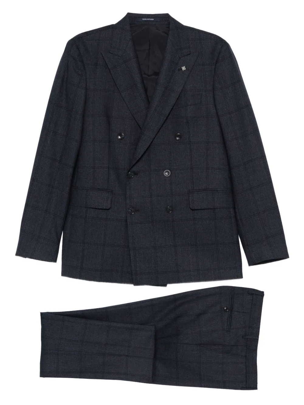 

Клетчатый костюм с двубортным пиджаком Tagliatore, синий