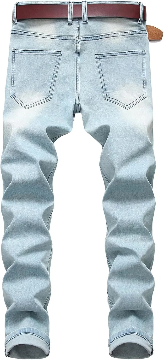 Джинсы мешковатые Slim-Fit Stretch Waist, светло-синий — фото 3