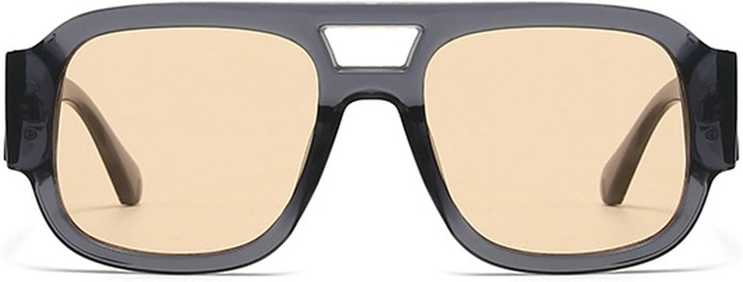 

Винтажные солнцезащитные очки с двойной перемычкой квадратной формы для мужчин, модные очки с леопардовым принтом, солнцезащитные очки UV400 для женщин, трендовые солнцезащитные очки mincl, Gray Champagn