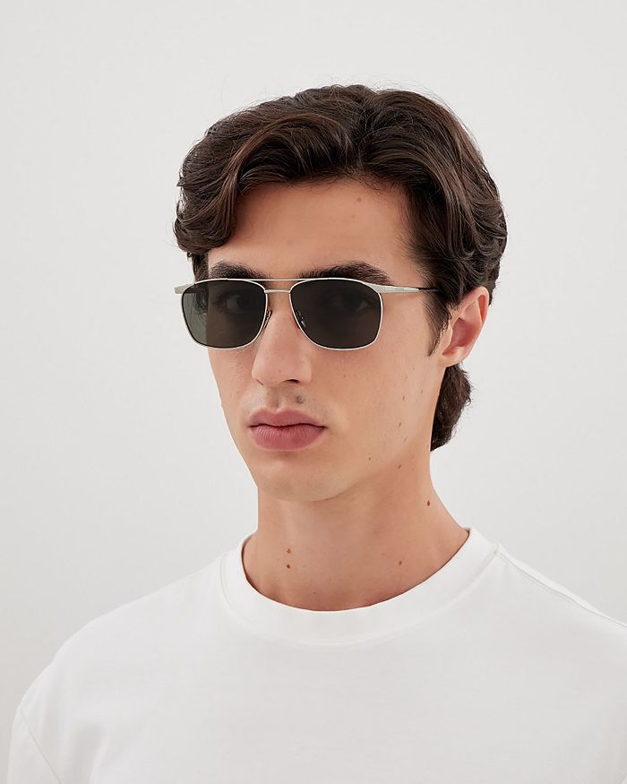 Солнцезащитные очки Vincent Navigator, 57 мм Saint Laurent, серебряный — фото 3