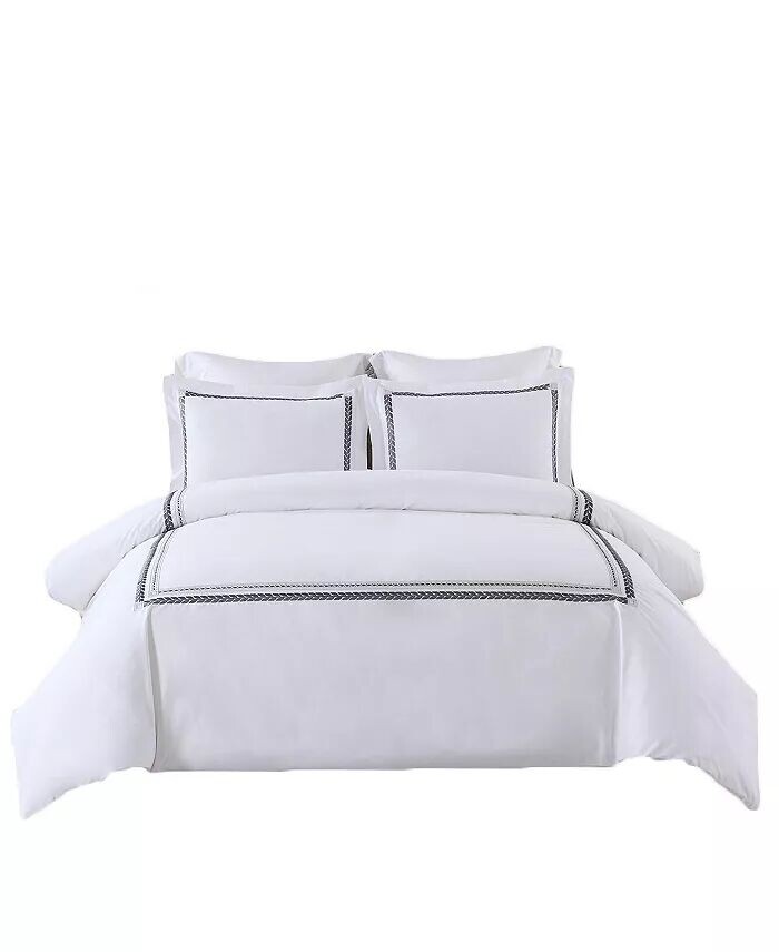 

Комплект пододеяльников Sadie Percale из 100 % хлопка с вышивкой, King/California King Egyptian Linens, белый