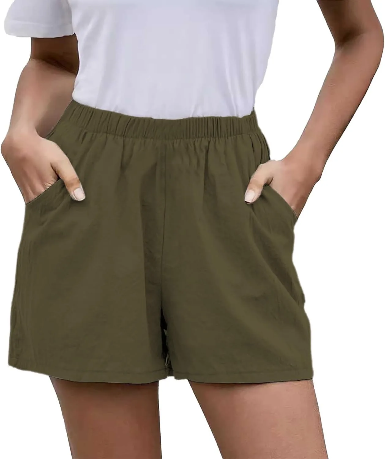 

Летние льняные шорты для женщин Casual Elastic High Waisted Kifszeury