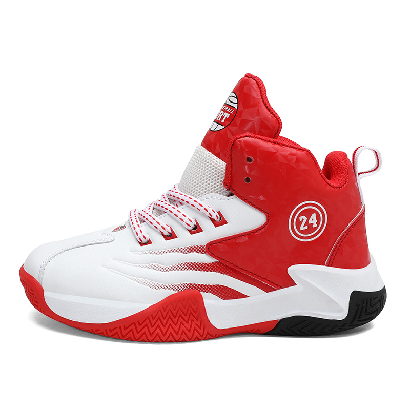 

Термостойкие износостойкие высокие баскетбольные кроссовки для детей и подростков Robinhood, 2188 белый красный[leather upper]
