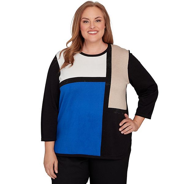 

Свитер с длинным рукавом и цветными блоками Plus size Alfred Dunner, Cobalt Blue