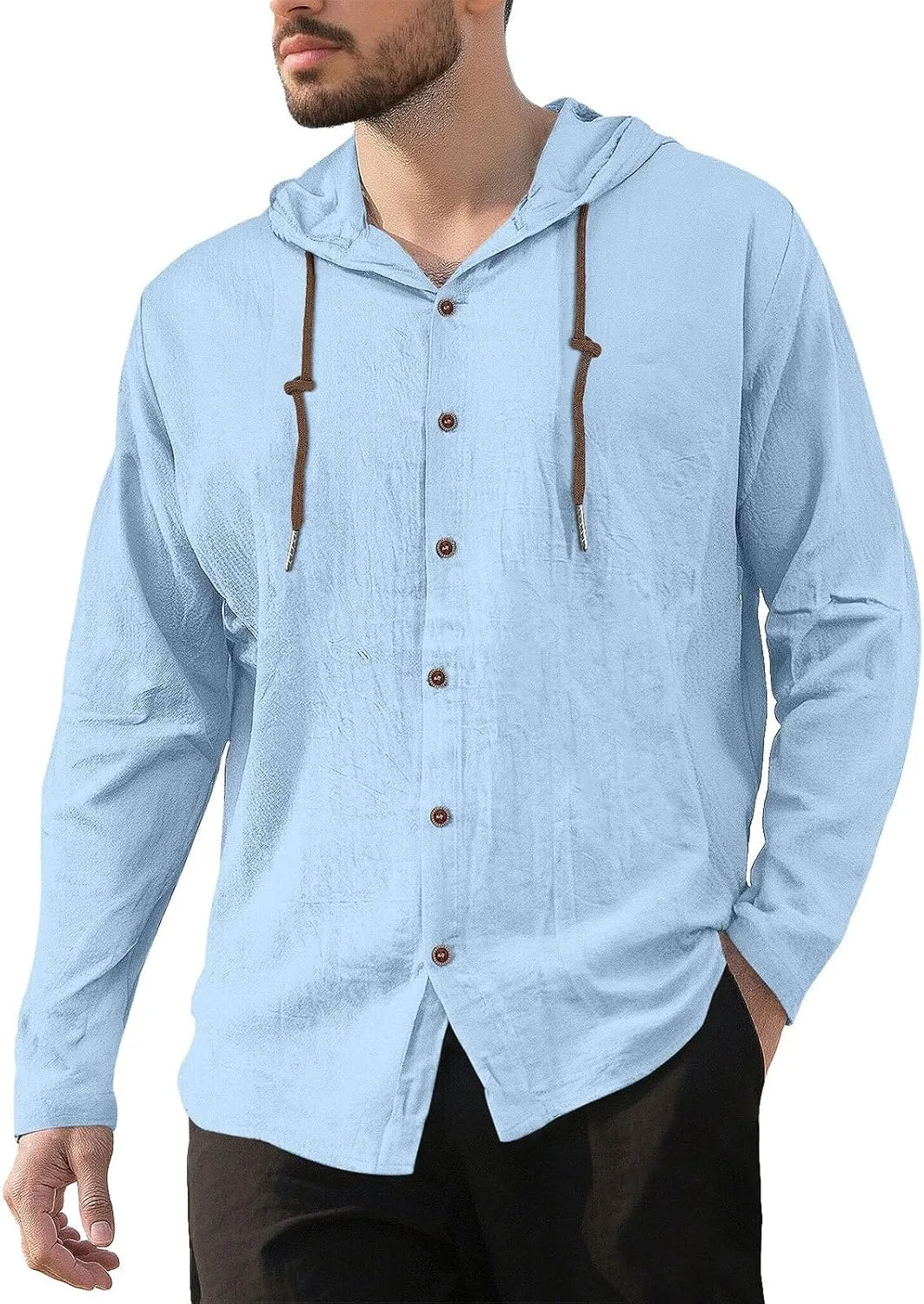 

Льняная рубашка для мужчин, Button Down Long Sleeve, летняя Guyuati