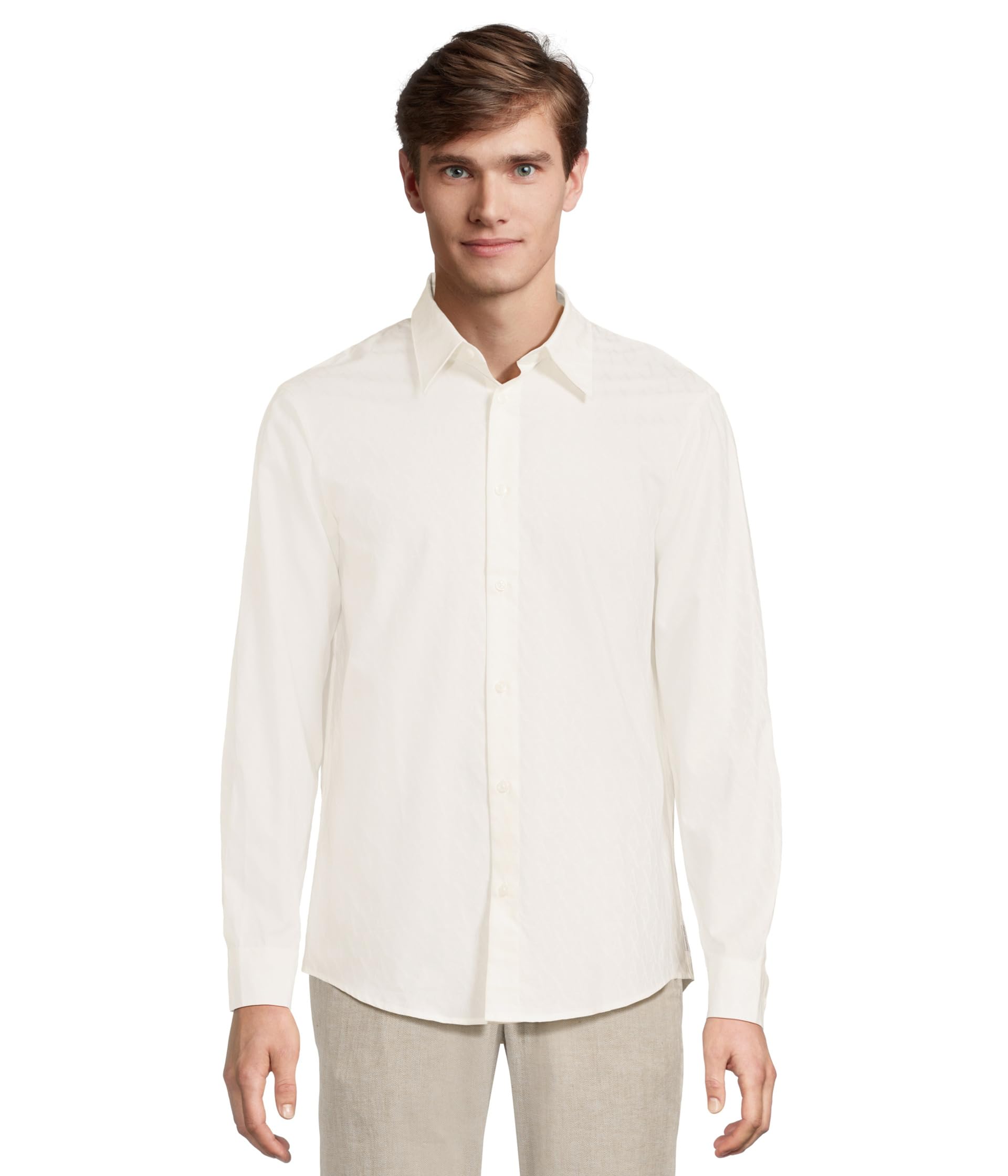 

Топ Armani Exchange Cotton Jacquard Button Down, цвет Off White
