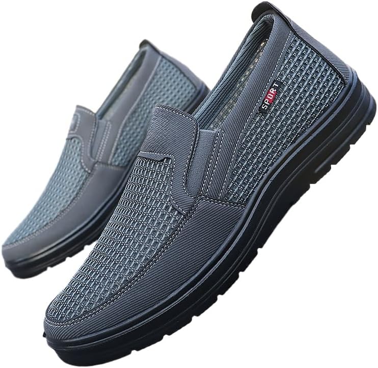 

Мужские слипоны Hhhchpm, повседневные дышащие кроссовки-лодочки с поддержкой свода, легкие сетчатые лоферы для пляжа и вождения, серый