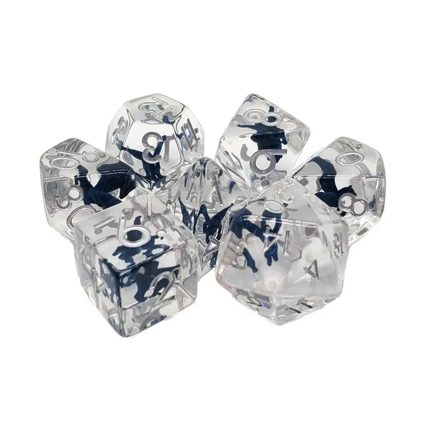 

Поликомплект Синий Пегас с серебром (7), Acrylic-Resin Dice - Infused