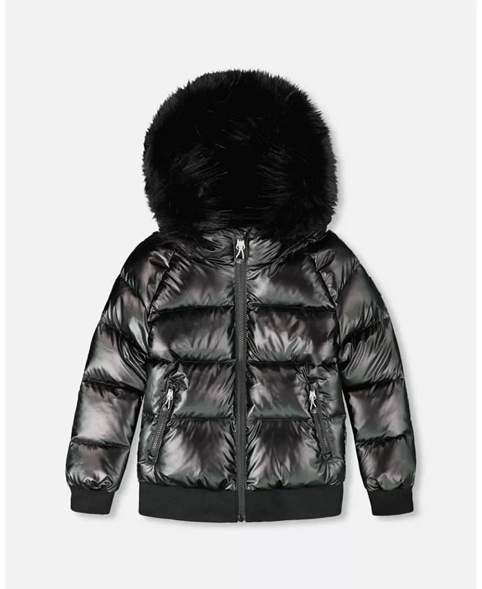 

Черное стеганое зимнее пальто в стиле бомбер для мальчика - для малышей и детей Deux Par Deux