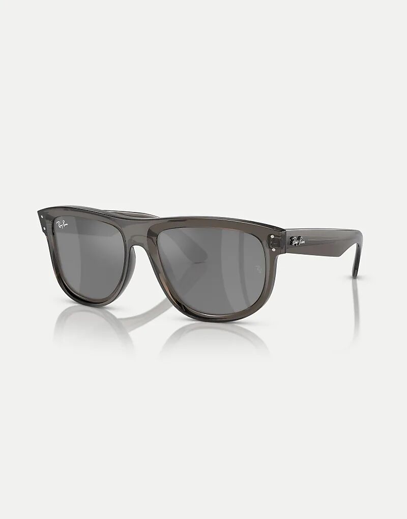 

Солнцезащитные очки Ray-Ban Boyfriend Square с серебристыми зеркальными линзами в прозрачном темно-сером цвете