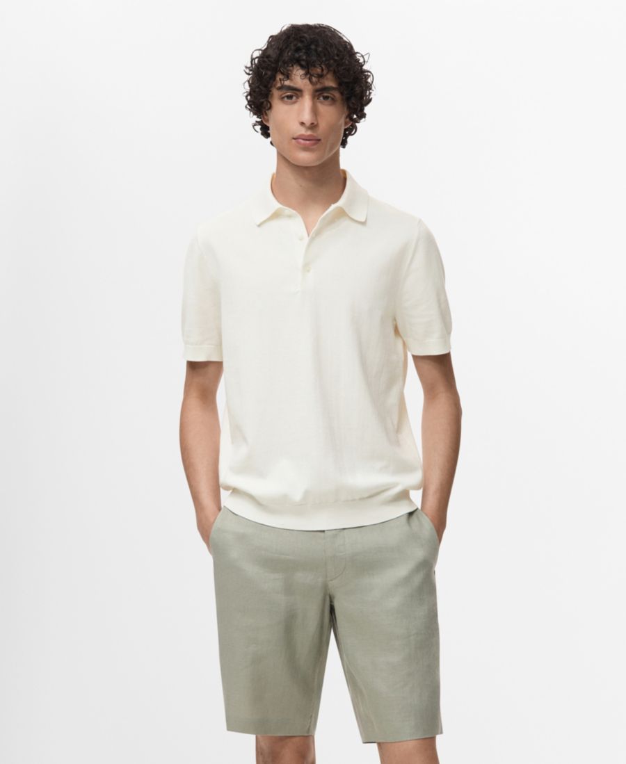 

Мужская хлопковая поло-рубашка тонкой вязки MANGO, Off White, Белый, Мужская хлопковая поло-рубашка тонкой вязки MANGO, Off White