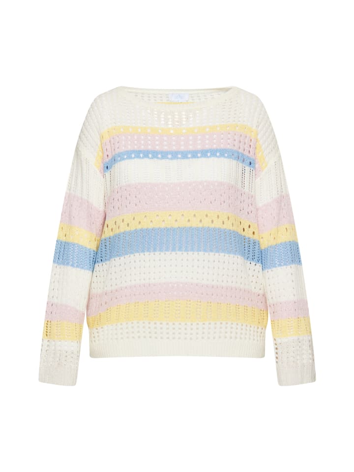 

Женский вязаный свитер белого, розового и желтого цветов usha BLUE LABEL