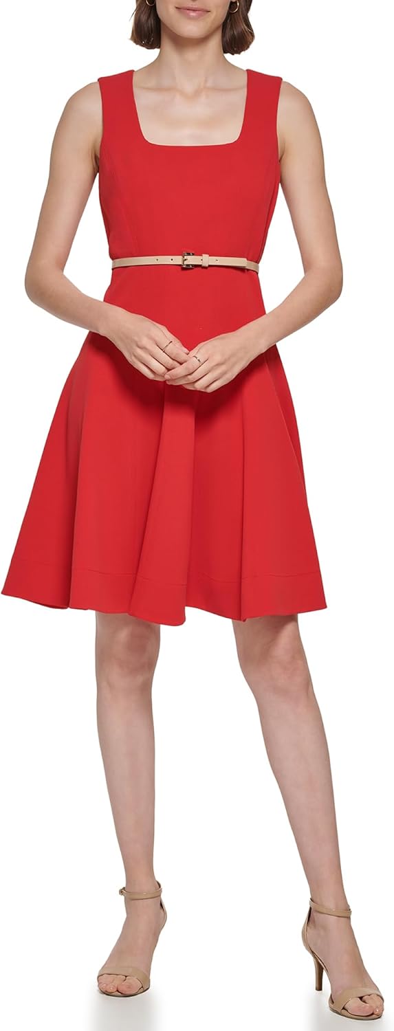 

Женское мини-платье Tommy Hilfiger без рукавов с квадратным вырезом и поясом, Samba