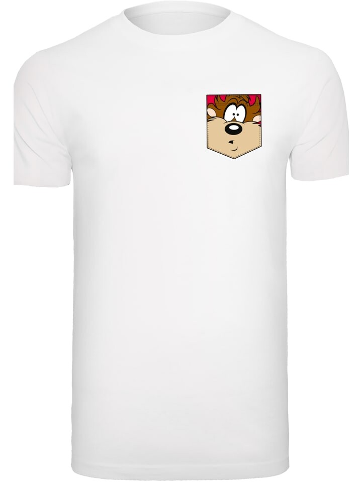 

Футболка F4NT4STIC Looney Tunes Tasmanian Devil Face Faux Pocket, белый