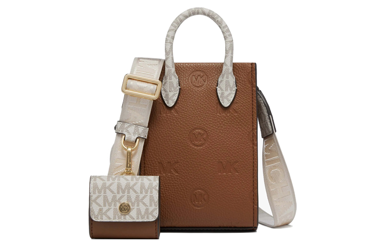 

MICHAEL KORS Женская коричневая мини-сумка через плечо из искусственной кожи, Basic Set (Bag+Dust Bag) Leather Brown/Vanilla White