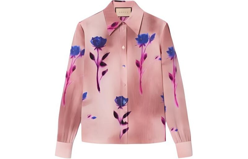 Женская рубашка Gucci, классический стиль, розовый