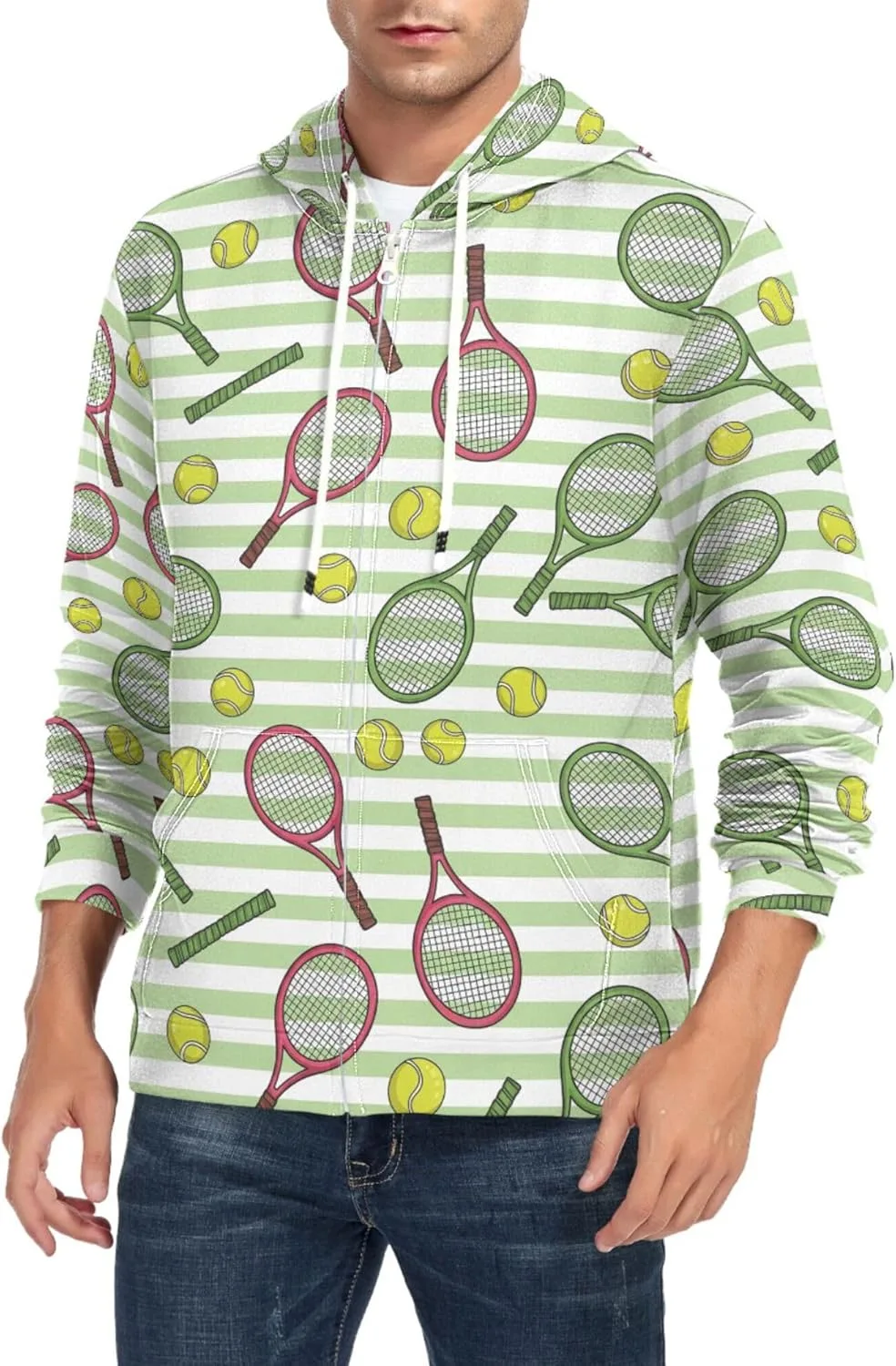 

Мужская толстовка с полной молнией в полоску, с длинными рукавами и карманом CUPADA