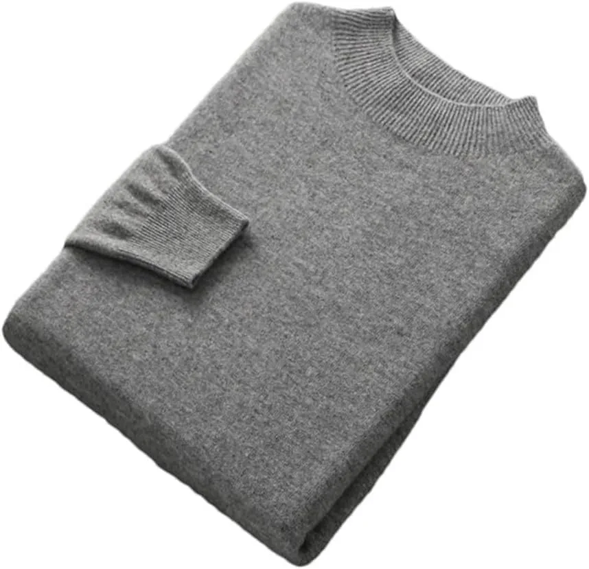 

Мужской свитер Hamthuit с высоким воротником, вязаный, с длинными рукавами, однотонный