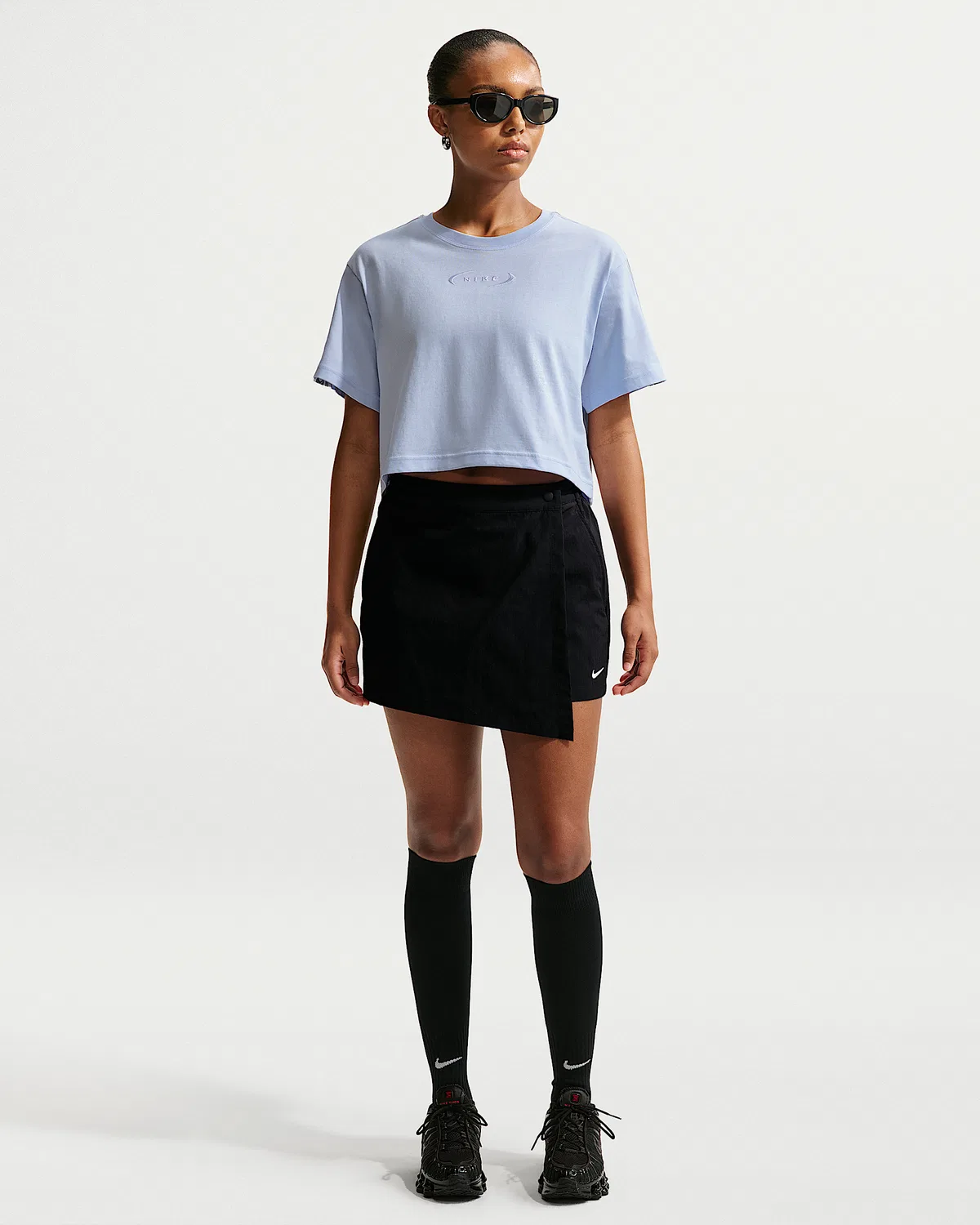 Женская свободная укороченная футболка Nike Sportswear Classic, Hydrogen Blue — фото 4