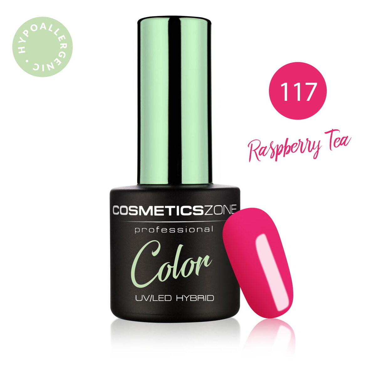 Cosmetics Zone, Гипоаллергенный гибридный лак для ногтей розовый - 117, 7 мл — фото 3