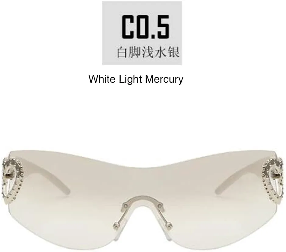 

Солнцезащитные очки FUK с цельной безрамочной конструкцией и двойными дужками, интегрированные линзы, защита от УФ-излучения, White Foot Light Mercury Flakes