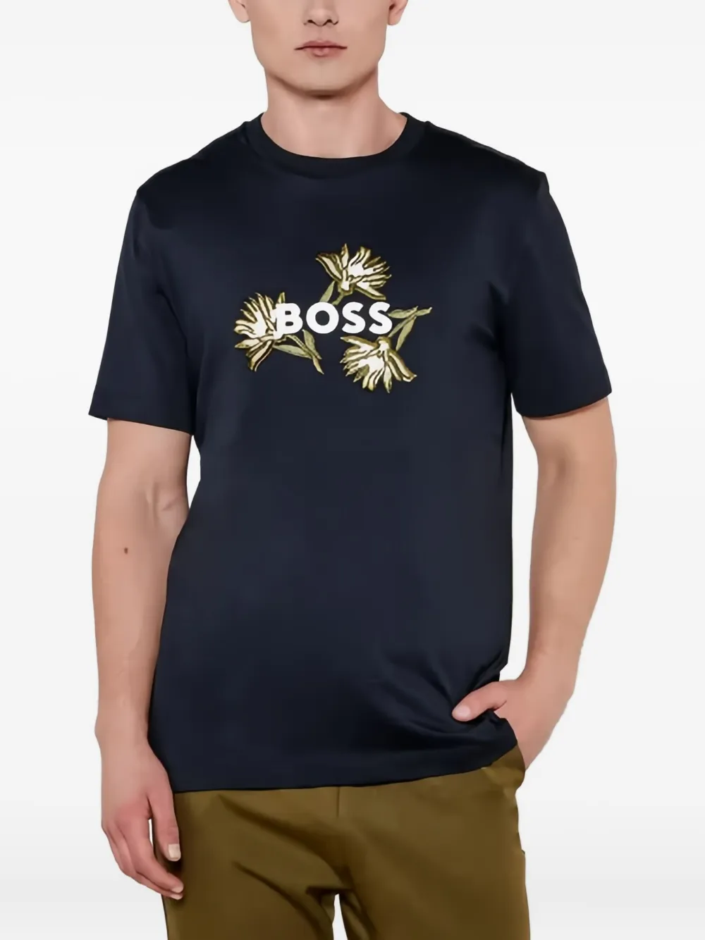 

Футболка с декорированным логотипом Boss, синий