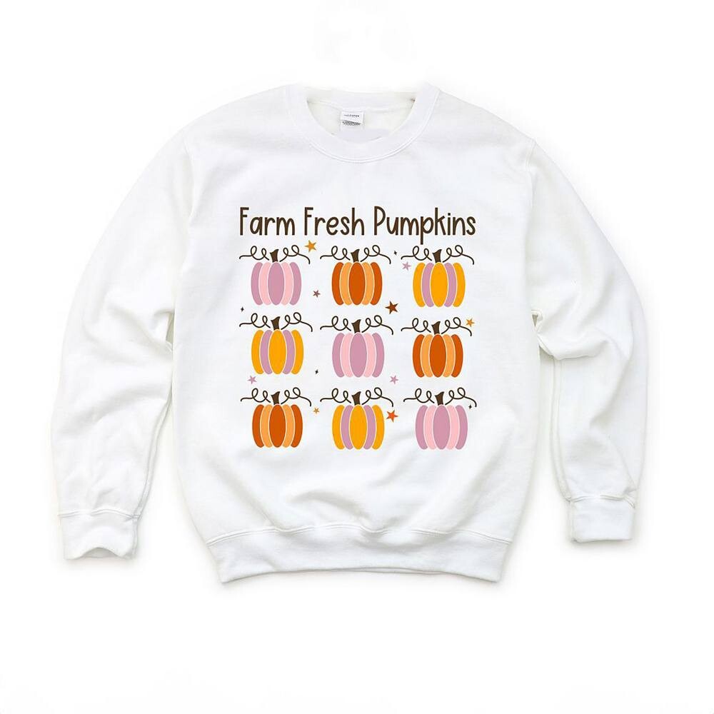 

Молодежный свитшот с рисунком Farm Fresh Pumpkins Chart The Juniper Shop, белый