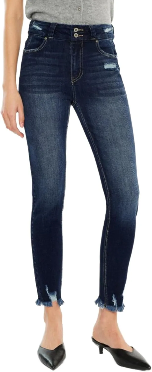 

Женские джинсы Casual Chic Cat's Whiskers, высокие, скинни, темные, укороченные Yanhoo