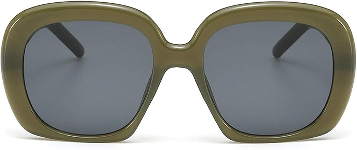 

Винтажные квадратные солнцезащитные очки для женщин и мужчин, толстая оправа, увеличенный размер, стильные овальные солнцезащитные очки с защитой от УФ-излучения UV400 mincl, Green Gray