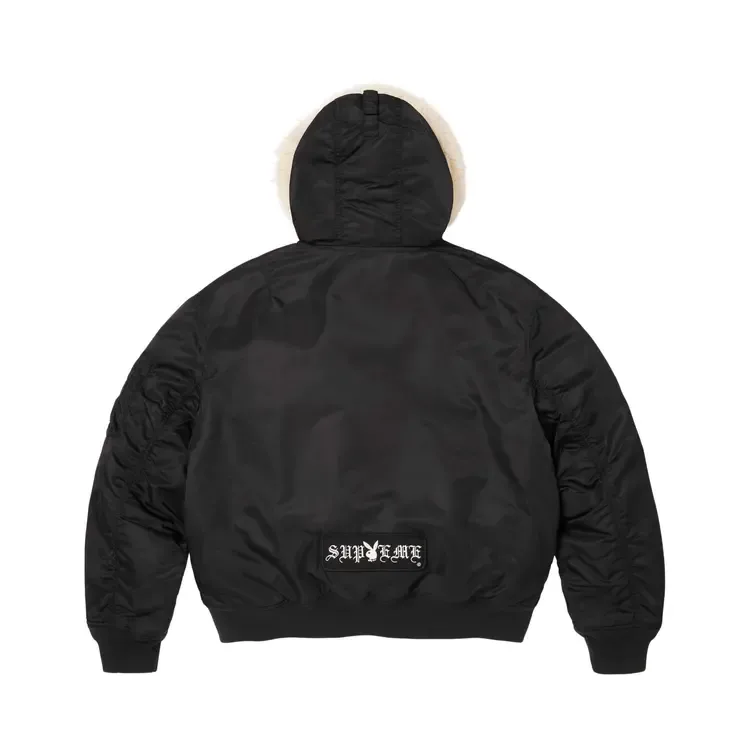 Толстовка Supreme x Playboy Hooded Ma-1 'Black' — фото 2