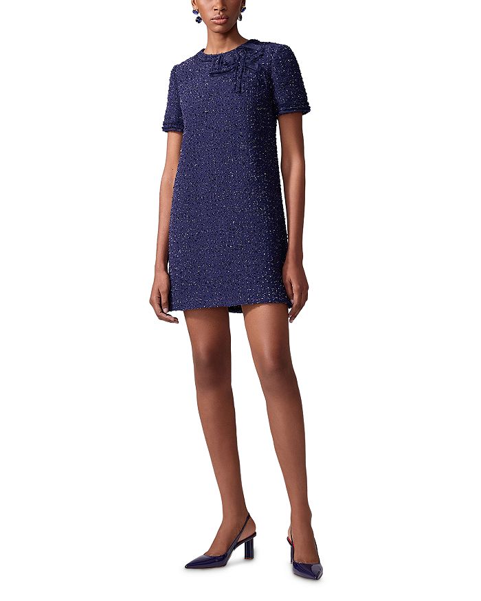 

Твидовое мини-платье Shift Dress Carolina Herrera, синий