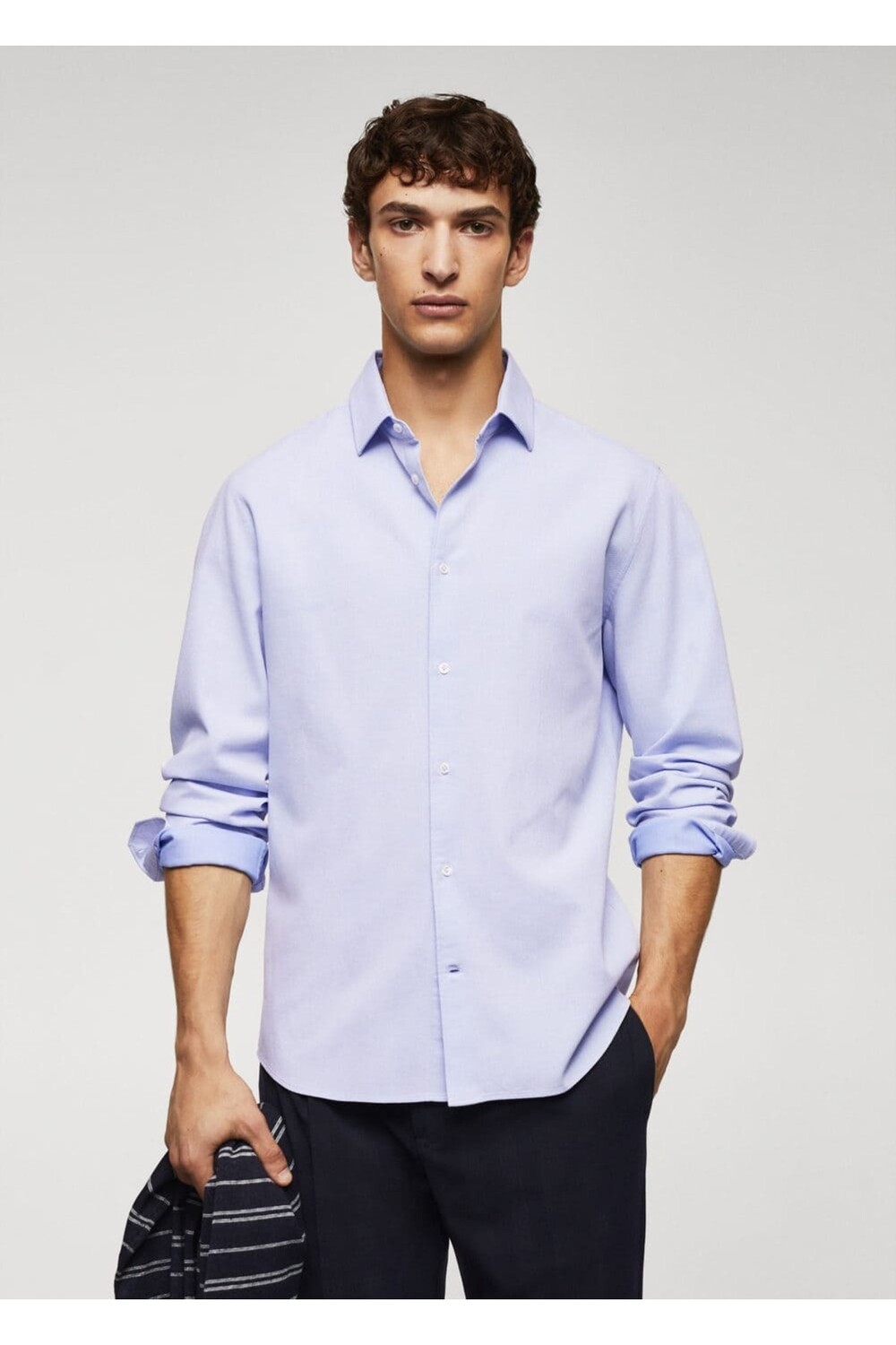 

Рубашка Slim Fit из хлопка Mango, синий