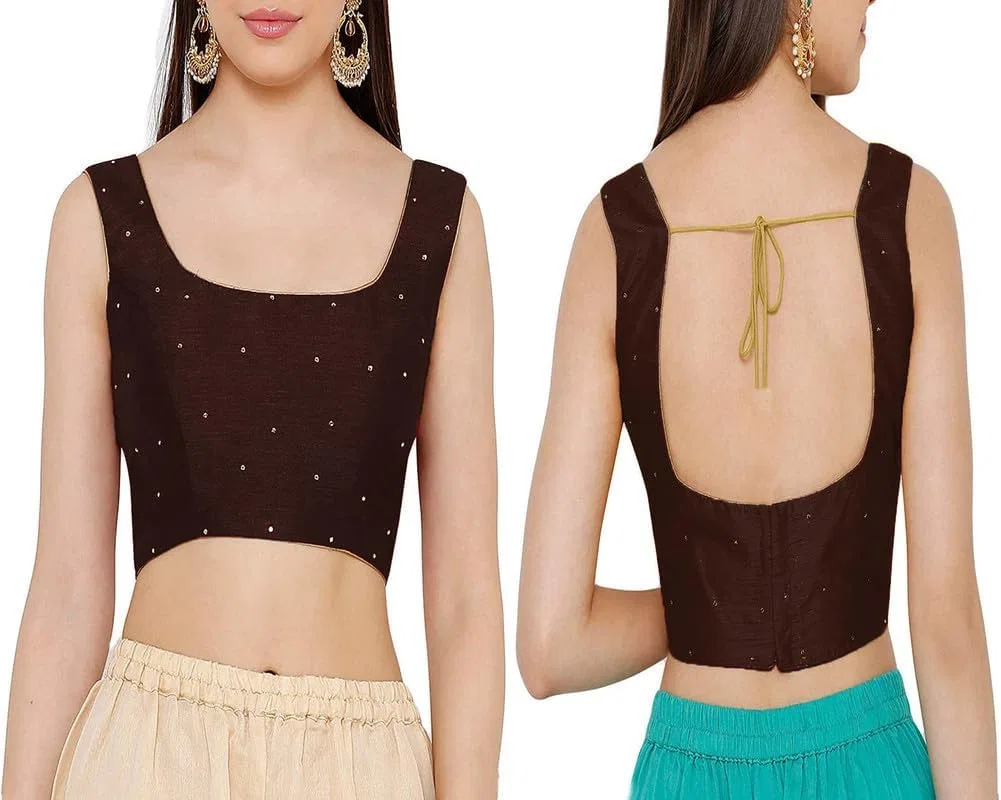 Блуза Dupion с бисером, ANANYA FASHION & CRAFTS HUB, темно-коричневый