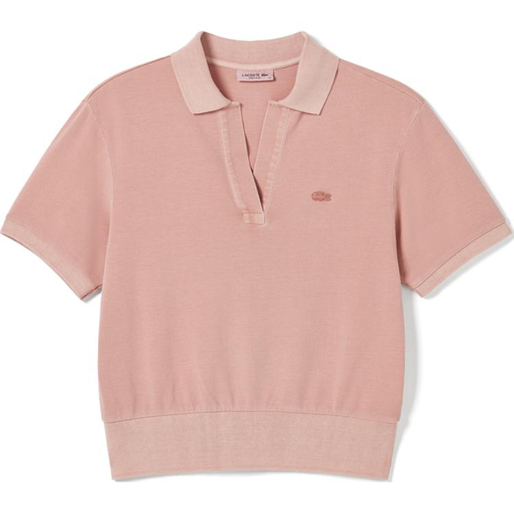 Поло LACOSTE Женское, розовое, с фирменным логотипом