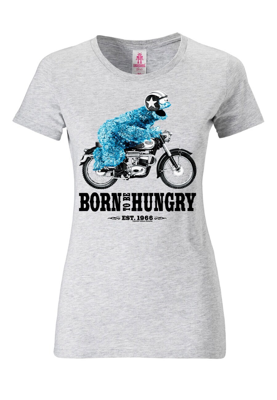

Футболка LOGOSHIRT Shirt Sesamstrasse - Krümelmonster Motorrad, серый