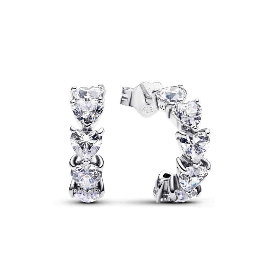 

Серьги Pandora Sparkling Hearts Open Hoop Earrings, стерлинговое серебро