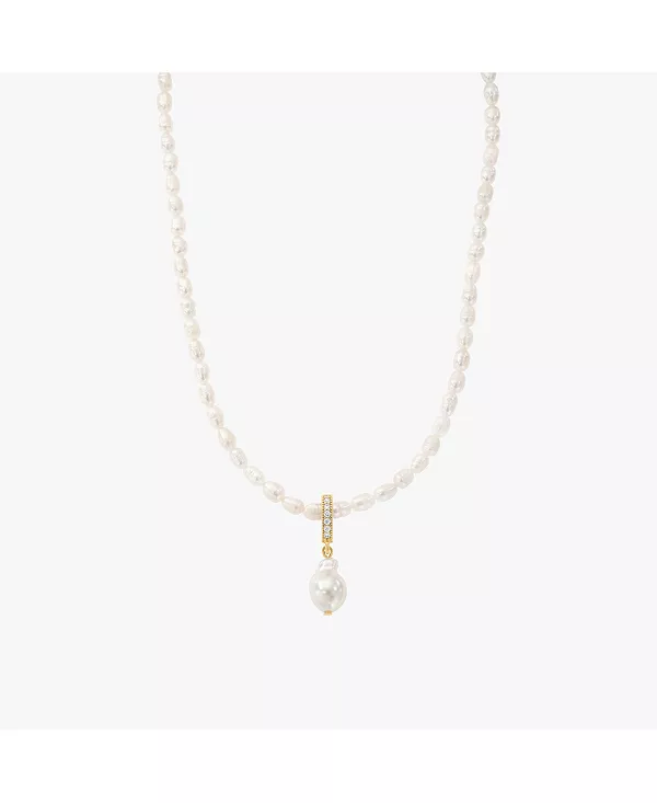 

Ожерелье из культивированного жемчуга с подвеской-шармом в форме капли Bearfruit Jewelry, white