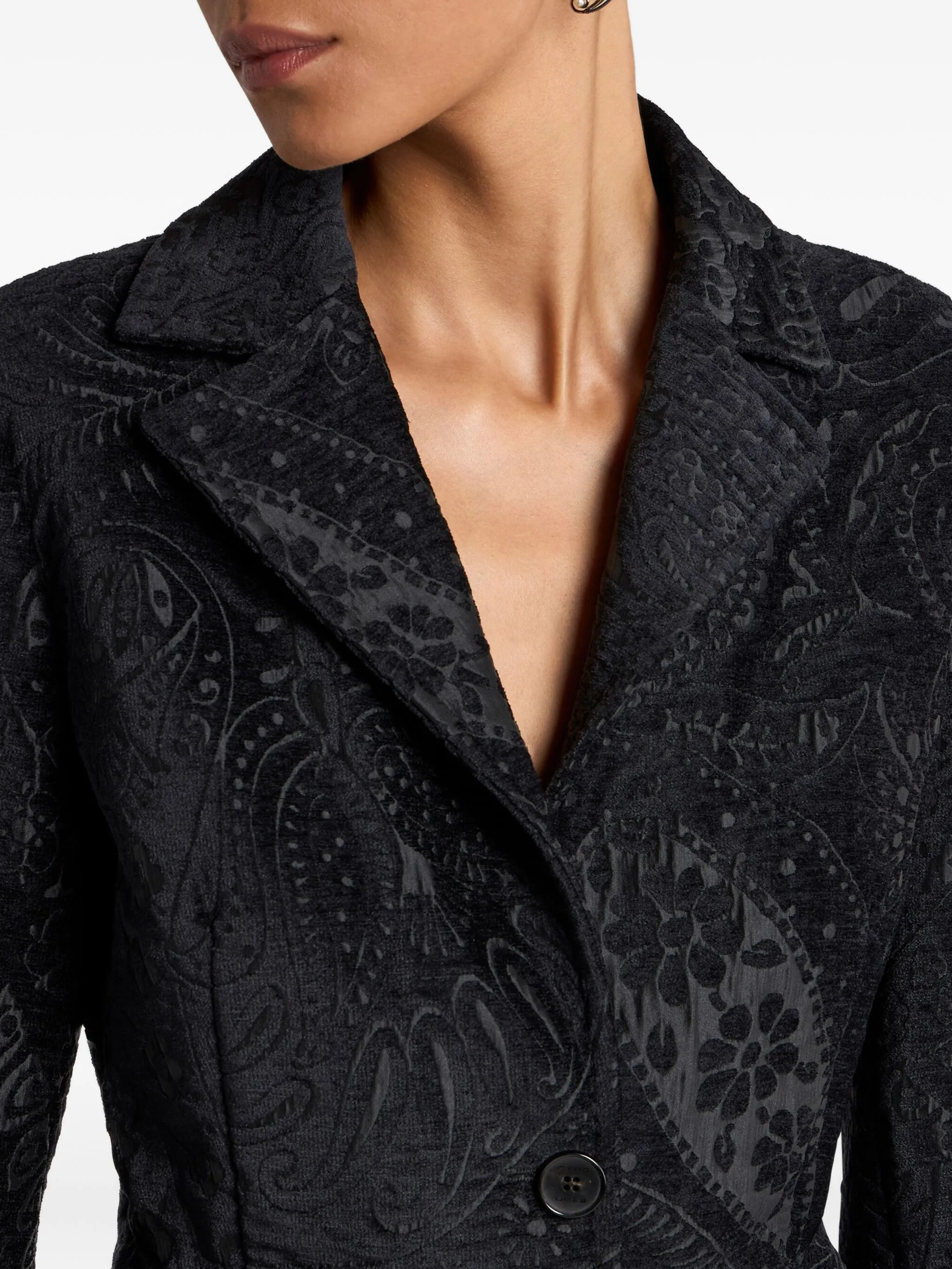 Однобортный блейзер с узором пейсли Etro, черный — фото 4