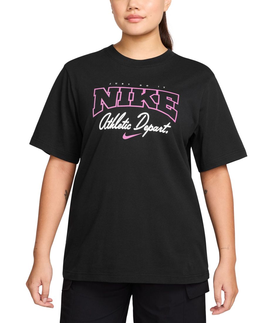 

Женская хлопковая футболка с коротким рукавом и логотипом от Sportswear Nike, Black, Черный, Женская хлопковая футболка с коротким рукавом и логотипом от Sportswear Nike, Black