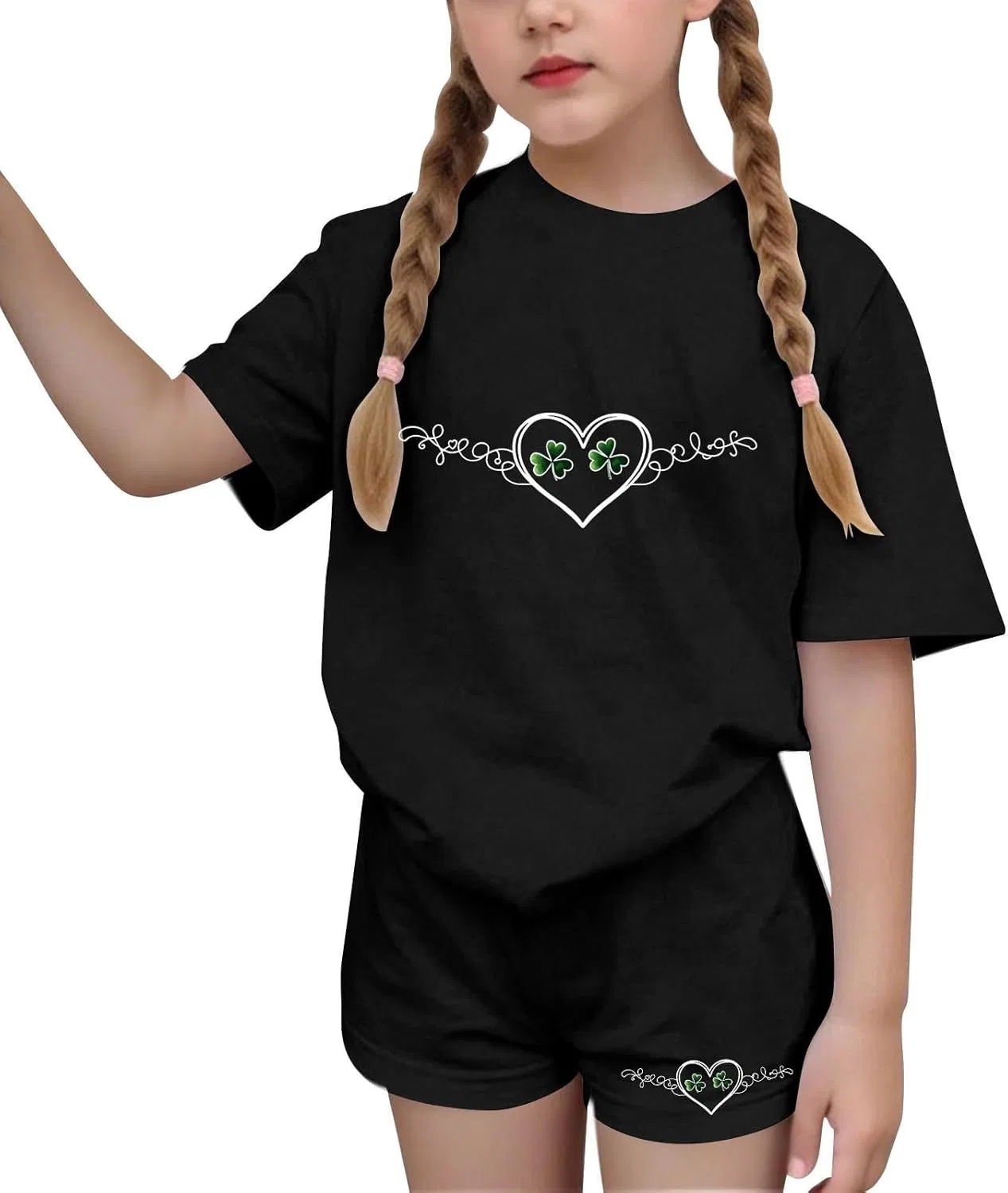 Детский спортивный костюм с принтом Shamrock, Zzalalana, Black