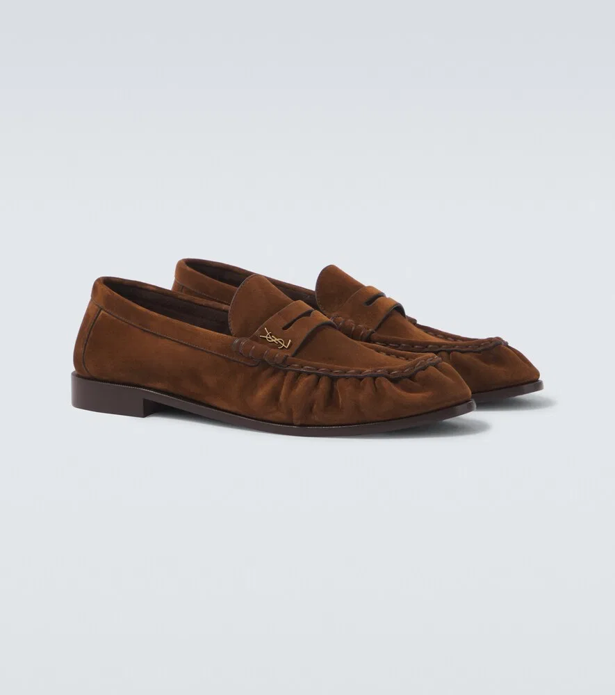 Le Loafer Cassandre замшевые пенни-лоферы Saint Laurent, коричневый