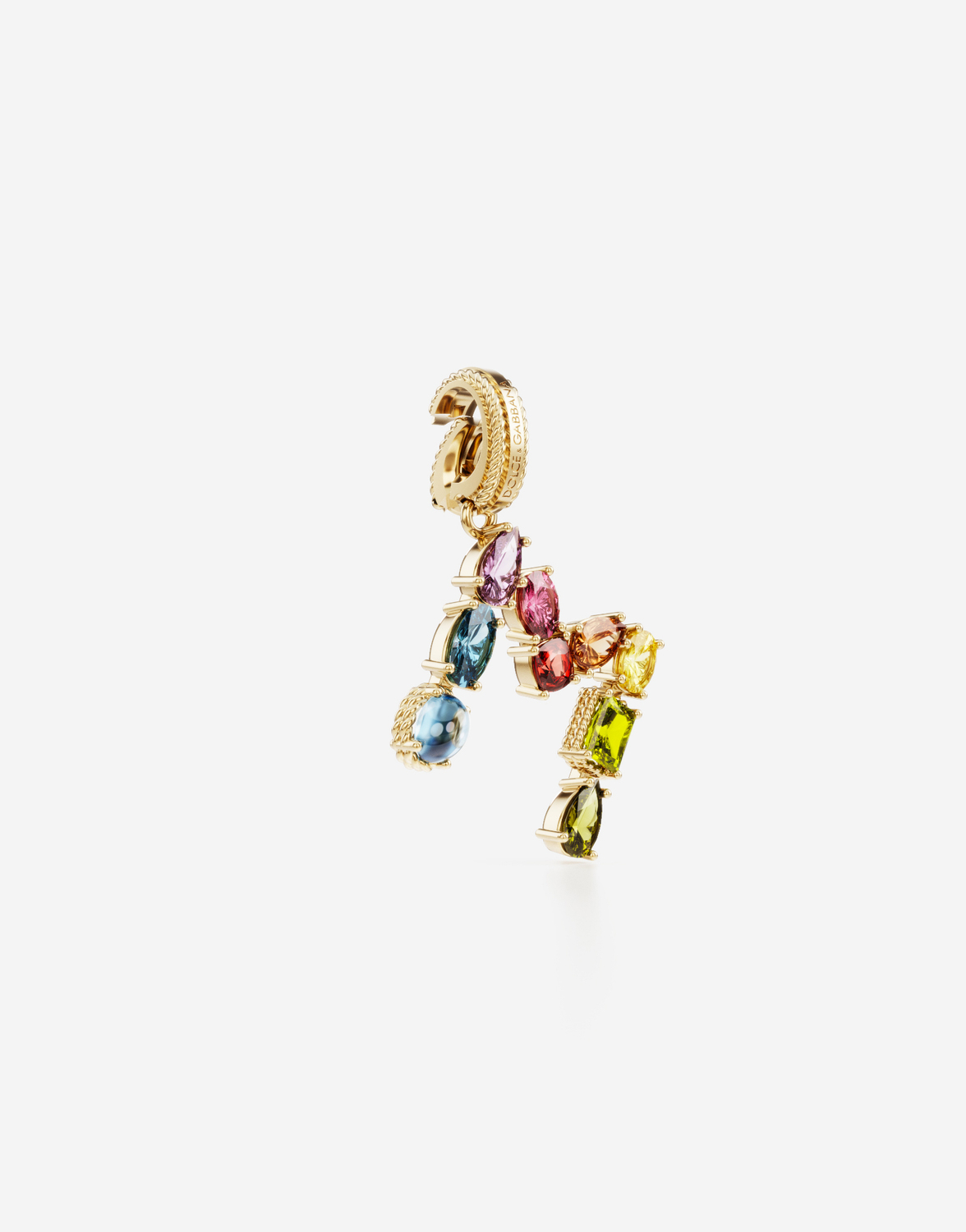 DOLCE & GABBANA Подвеска с буквой М из желтого золота 750 пробы с разноцветными драгоценными камнями — фото 3
