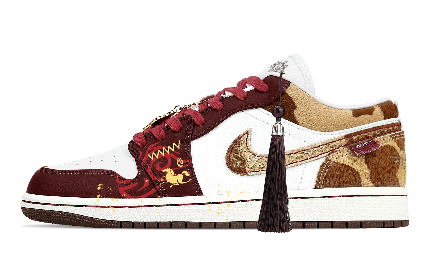 Jordan Air 1 Dragon Spirit, Heart Box, устойчивые к истиранию низкие баскетбольные кроссовки в винтажном стиле для мужчин, красный коричневый — фото 3