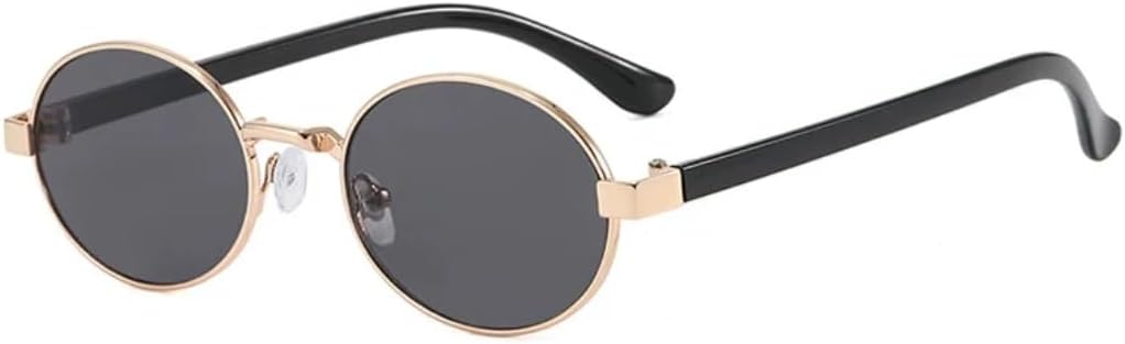 

Солнцезащитные очки с защитой UV400 | Маленькие овальные панк-очки с разноцветными линзами | для женщин и мужчин, для занятий спортом на открытом воздухе и вождения DSVIGF, Black Gray