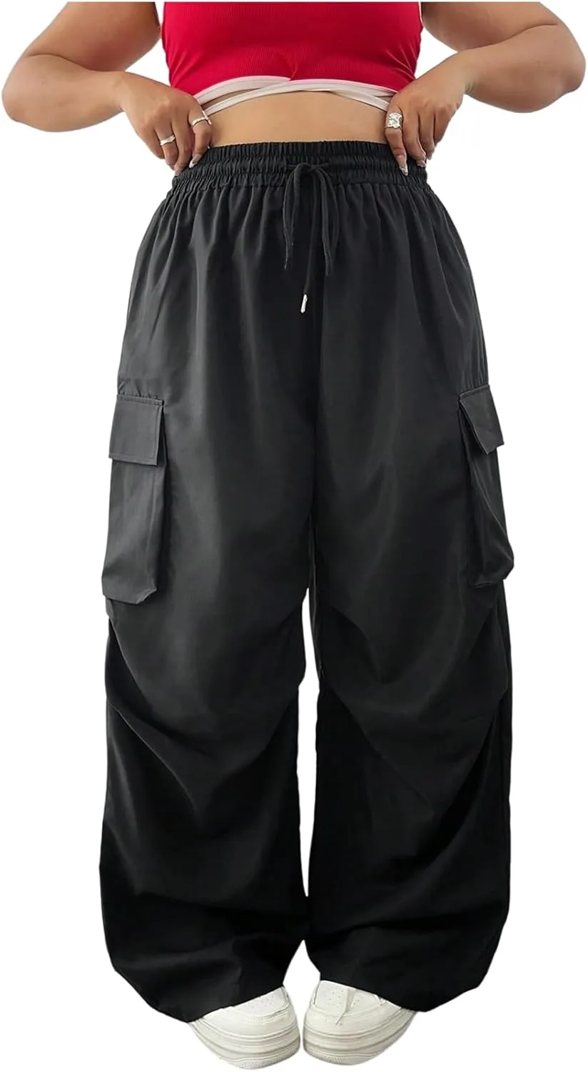 

Женские карго-брюки Plus Size с высокой талией и широкими штанинами RoseSeek