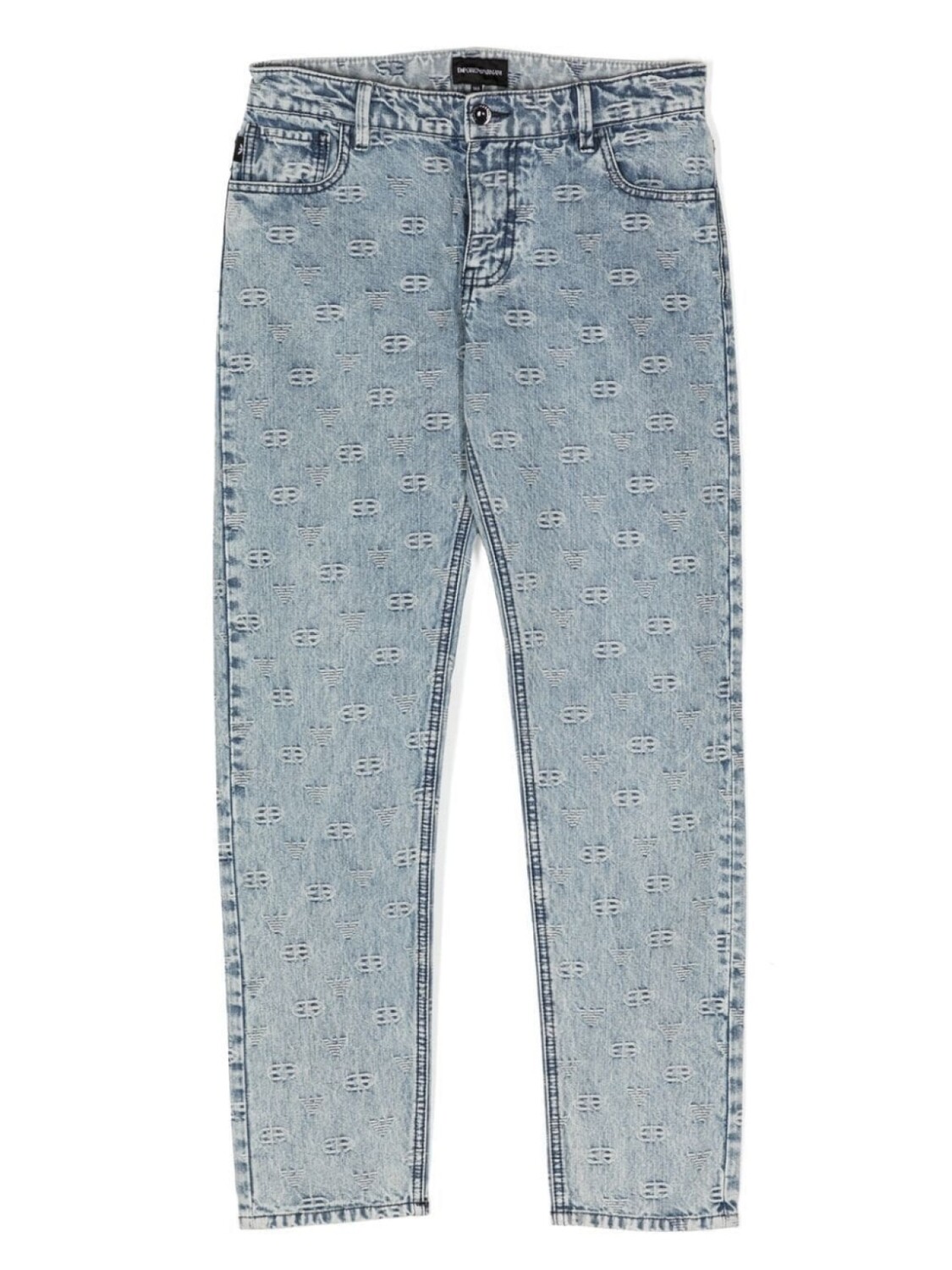 

Джинсы прямого кроя с монограммой Emporio Armani Kids, синий