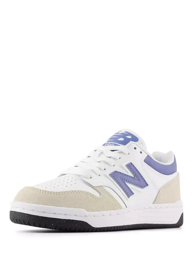 Детские кроссовки на шнуровке 480, бело-голубые New Balance — фото 4