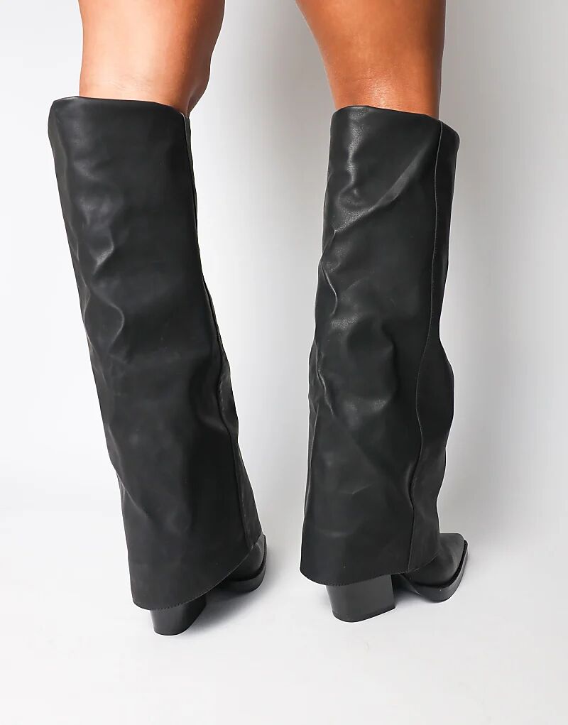 Ботинки в стиле вестерн с отворотом на каблуке SIMMI Shoes Kiarra черного цвета — фото 2