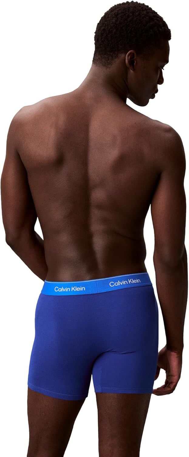 Комплект из 5 мужских трусов-боксеров Calvin Klein Icon из хлопка и эластичного хлопка, 2 Black, 1 Royalty, 1 Casual Blue, 1 Turbulence — фото 4
